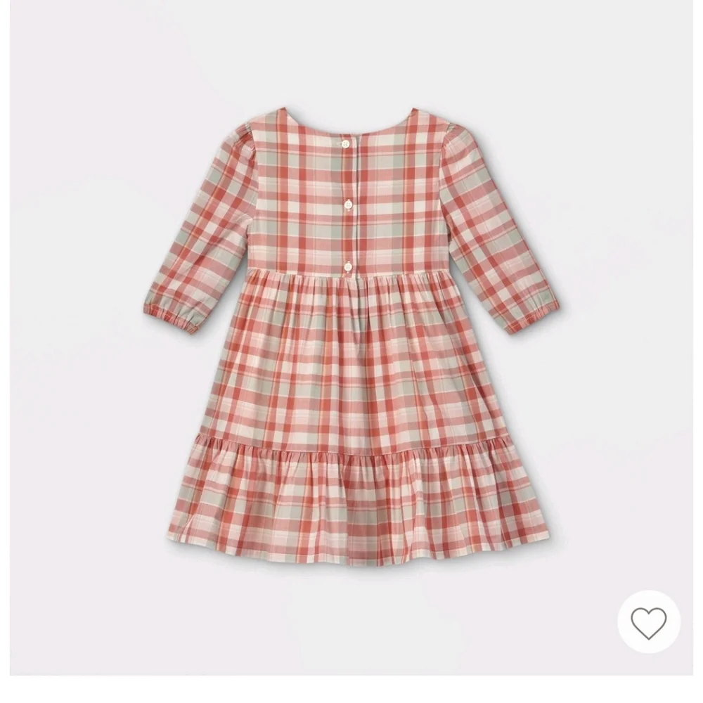 Oshkosh B'gosh Toddler Girls Plaid 3/4 Sleeve Dress